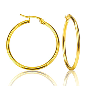 Planet Gates gold / 20mm LUXUSTEEL 2Pcs 10-70mm Stainless Steel Hoop Earrings For Women Men Silver Color Round Small Big Circle Huggies Punk Jewelry