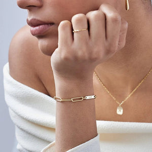 Planet Gates Gold / 22cm / 2 names Customized Engraved Name Bracelet Luxury gold Stainless Steel Jewelry For Women Personalized Paperclip Chain Adjustable Bracelet