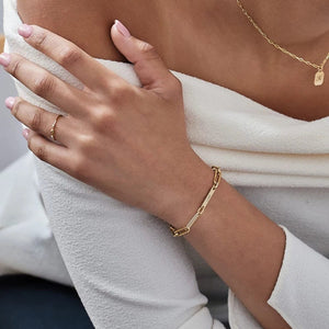 Planet Gates Gold / 22cm / 2 names Customized Engraved Name Bracelet Luxury gold Stainless Steel Jewelry For Women Personalized Paperclip Chain Adjustable Bracelet