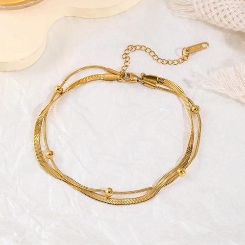 Planet Gates Gold 316L Stainless Steel Gold Color Double-Layer Anklets For Women Girl New Trend Leg Chain Waterproof Jewelry Gift Party
