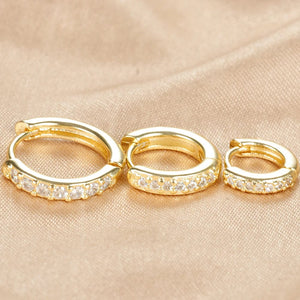 Planet Gates Gold-3pcs 3 PCS/Set Simple Stainless Steel Crystal Small Hoop Earring Women Tiny Gold Color Cartilage Piercing Earring Minimalism Jewelry