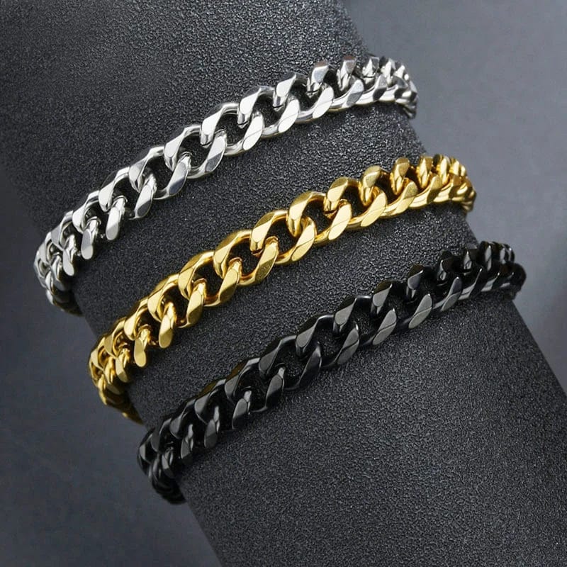 Planet Gates gold / 7mmx18cm Fashion Stainless Steel Men Curb Cuban Chain Bracelet Women Bracelet On Hand For Couple Unisex Wrist Hand Jewelry Gift Party