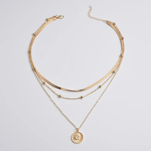 Planet Gates gold 925 Sterling Silver Three-Layer Round Necklace Simple Snake Chain Charm Ball Chain Party Gift For Women's Exquisite Jewelry