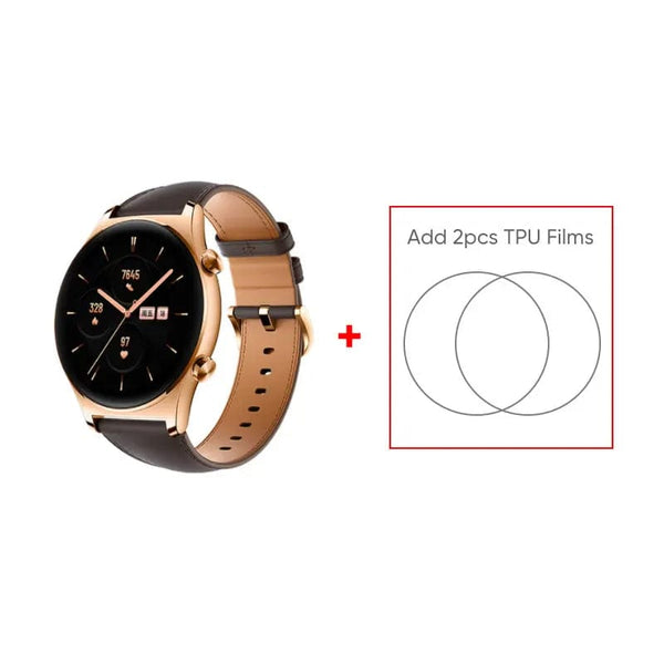 Planet Gates Gold Add Blue Strap / Global Version / Russian Federation HONOR Watch GS 3 Global Version 3D-Curved Glass SmartWatch GS3 1.43" AMOLED Screen 8 channel Accurate Health Monitoring Watch