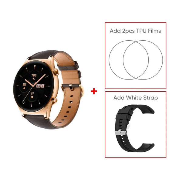 Planet Gates Gold Add Blue Strap / Global Version / Russian Federation HONOR Watch GS 3 Global Version 3D-Curved Glass SmartWatch GS3 1.43" AMOLED Screen 8 channel Accurate Health Monitoring Watch