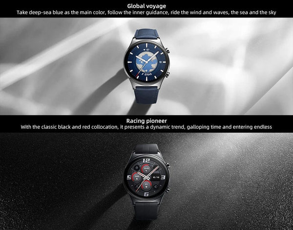 Planet Gates Gold Add Blue Strap / Global Version / Russian Federation HONOR Watch GS 3 Global Version 3D-Curved Glass SmartWatch GS3 1.43" AMOLED Screen 8 channel Accurate Health Monitoring Watch