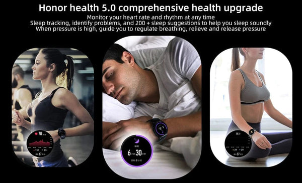 Planet Gates Gold Add Blue Strap / Global Version / Russian Federation HONOR Watch GS 3 Global Version 3D-Curved Glass SmartWatch GS3 1.43" AMOLED Screen 8 channel Accurate Health Monitoring Watch