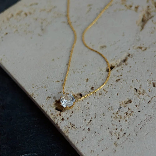 Planet Gates gold ANENJERY 316L Stainless Steel Zircon Thin Clavicle Chain Necklace for Women Festive Party Jewelry Wholesale