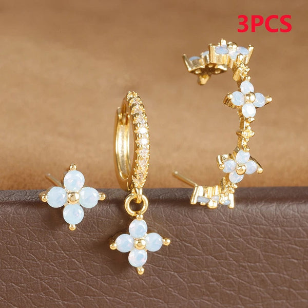 Planet Gates Gold-Black-3pcs 1 3PCS Stainless Steel Multicolor Crystal Hoop Earrings Set For Women Zircon 18K Gold Plated Huggie Pendant Piercing Jewelry