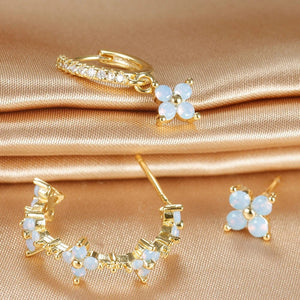 Planet Gates Gold-Black-3pcs 1 3PCS Stainless Steel Multicolor Crystal Hoop Earrings Set For Women Zircon 18K Gold Plated Huggie Pendant Piercing Jewelry