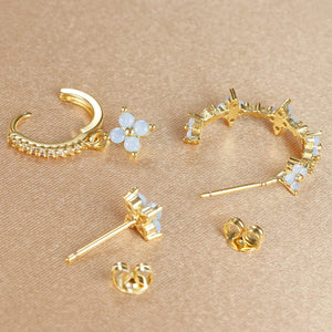 Planet Gates Gold-Black-3pcs 1 3PCS Stainless Steel Multicolor Crystal Hoop Earrings Set For Women Zircon 18K Gold Plated Huggie Pendant Piercing Jewelry