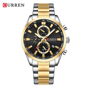 Planet Gates gold black CURREN Casual Sporty Brand Stainless Steel Band Wristwatches for Men  Chronograph Quartz Watches with Date New 8445