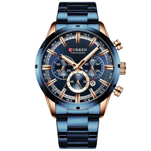 Planet Gates Gold Black CURREN Men Watch Top Brand Luxury Sports Quartz Mens Watches Full Steel Waterproof Chronograph Wristwatch Men Relogio Masculino