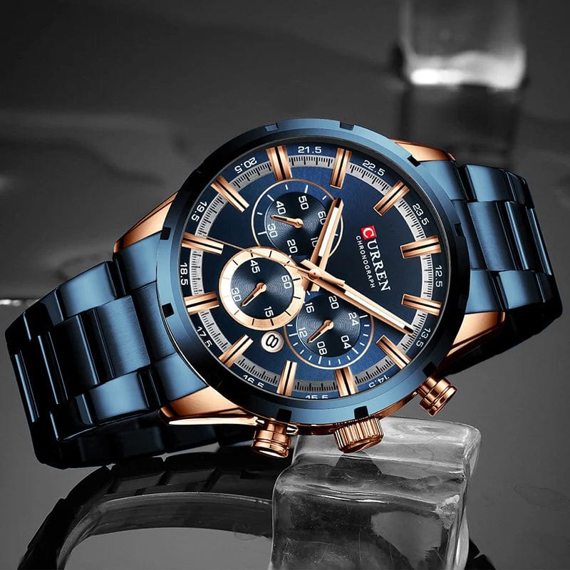 Planet Gates Gold Black CURREN Men Watch Top Brand Luxury Sports Quartz Mens Watches Full Steel Waterproof Chronograph Wristwatch Men Relogio Masculino