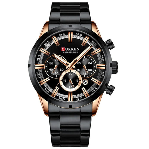 Planet Gates Gold Black CURREN Men Watch Top Brand Luxury Sports Quartz Mens Watches Full Steel Waterproof Chronograph Wristwatch Men Relogio Masculino