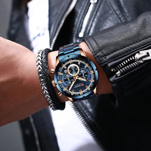 Planet Gates Gold Black CURREN Men Watch Top Brand Luxury Sports Quartz Mens Watches Full Steel Waterproof Chronograph Wristwatch Men Relogio Masculino
