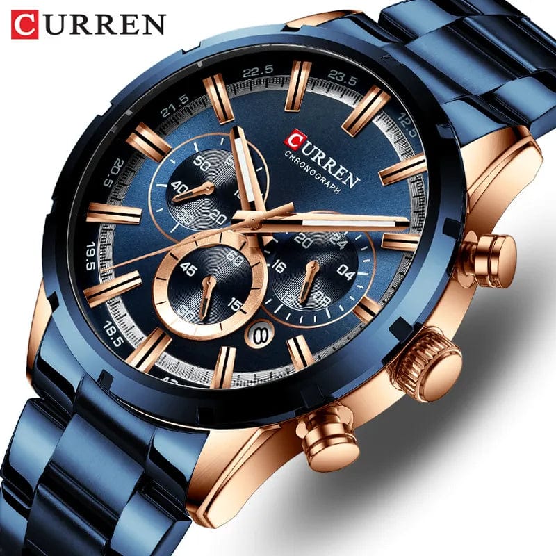 Planet Gates Gold Black CURREN Men Watch Top Brand Luxury Sports Quartz Mens Watches Full Steel Waterproof Chronograph Wristwatch Men Relogio Masculino