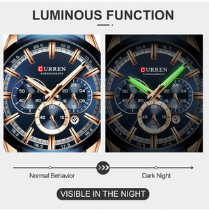 Planet Gates Gold Black CURREN Men Watch Top Brand Luxury Sports Quartz Mens Watches Full Steel Waterproof Chronograph Wristwatch Men Relogio Masculino