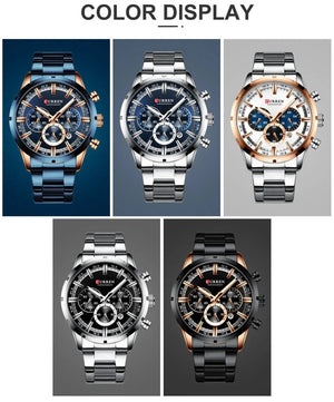 Planet Gates Gold Black CURREN Men Watch Top Brand Luxury Sports Quartz Mens Watches Full Steel Waterproof Chronograph Wristwatch Men Relogio Masculino