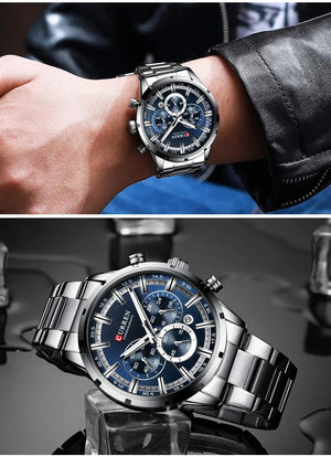 Planet Gates Gold Black CURREN Men Watch Top Brand Luxury Sports Quartz Mens Watches Full Steel Waterproof Chronograph Wristwatch Men Relogio Masculino