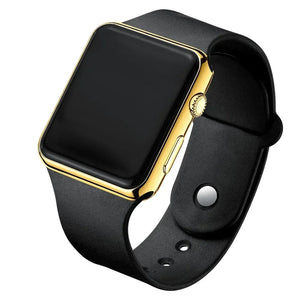 Planet Gates Gold-Black Digital Watches Men Women Electronic Square LED Sport Wristwatch Fashion Casual Simple Silicone Female Clock Reloj Para Mujer