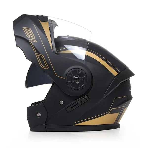 Planet Gates gold black / L Personalised Dual Lens Flip Up Helmets Motocross Racing Modular Cascos Para Moto Men Women Fashion Full Face Motorcycle Helmet