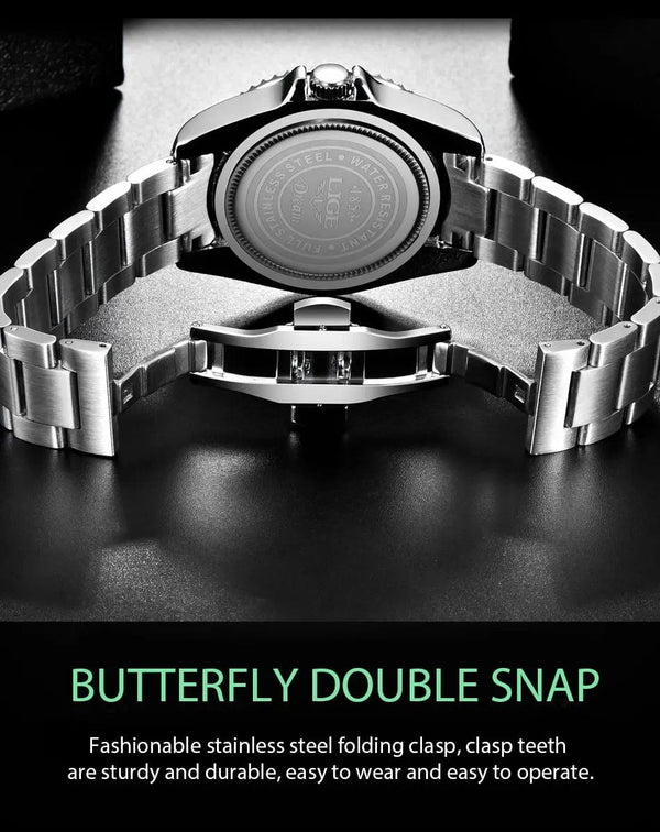 Planet Gates gold black LIGE Top Brand Luxury Fashion Diver Watch Men 30ATM Waterproof Date Clock Sport Watches Mens Quartz Wristwatch Relogio Masculino