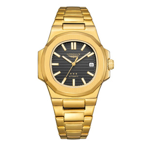 Planet Gates Gold black Man watch automatic movement cool wholesale lestainless steel date automatic watch luxury LONGLUX mechanical wrist watches
