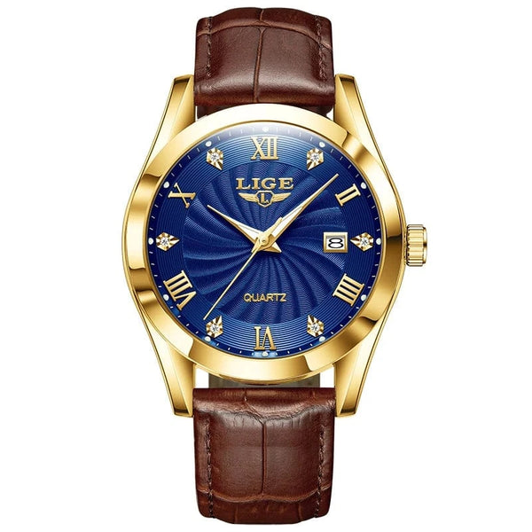Planet Gates gold blue / CHINA LIGE Women Watch Fashion Leather Military Sport Waterproof Watches For Women Top Brand Luxury Women's Bracelet Watch Reloj Mujer