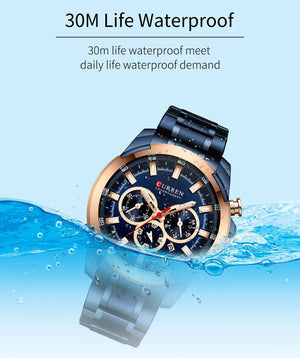 Planet Gates gold-box CURREN Men’s Watches Top Brand Big Sport Watch Luxury Men Military Steel Quartz Wrist Watches Chronograph Gold Design Male Clock