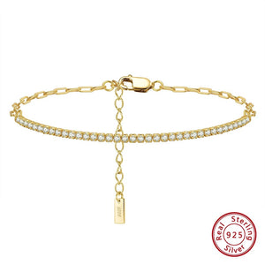 Planet Gates Gold-Bracelet ORSA JEWELS 14K Gold Plated Paperclip Chains Tennis Bracelet For Women 925 Sterling Silver Handmade Bracelets Jewelry SB141