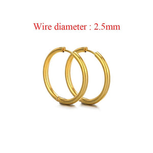 Planet Gates Gold color 1 / 8mm inner 10pcs Stainless Steel Women Hoop Earrings Men Punk Earrings Hiphop Bijoux Jewelry Gifts Fashion Huggie Accessories Supplies