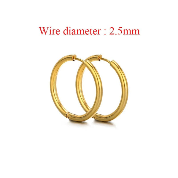Planet Gates Gold color 1 / 8mm inner 10pcs Stainless Steel Women Hoop Earrings Men Punk Earrings Hiphop Bijoux Jewelry Gifts Fashion Huggie Accessories Supplies