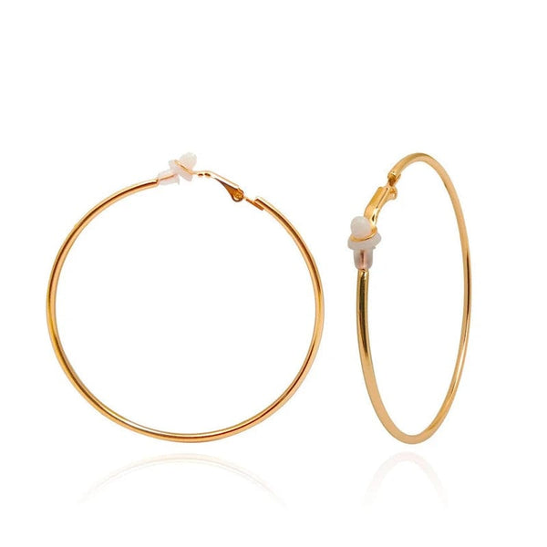 Planet Gates Gold-color / 10cm 3/4/5/6/7/8/9/10CM Electroplating Hoop Earrings Without Piercing Classic All Match Fake Clip-On Daily Party Circle Ear Ring Clip