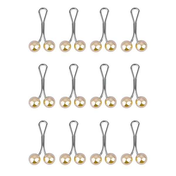 Planet Gates gold color 12PCS Lady Pearls Muslim Women Shawl Scarf Lady Scarves Hijab Clips Pearl Brooch Pins Pin Headscarf Pearl Clip Scarf Clips