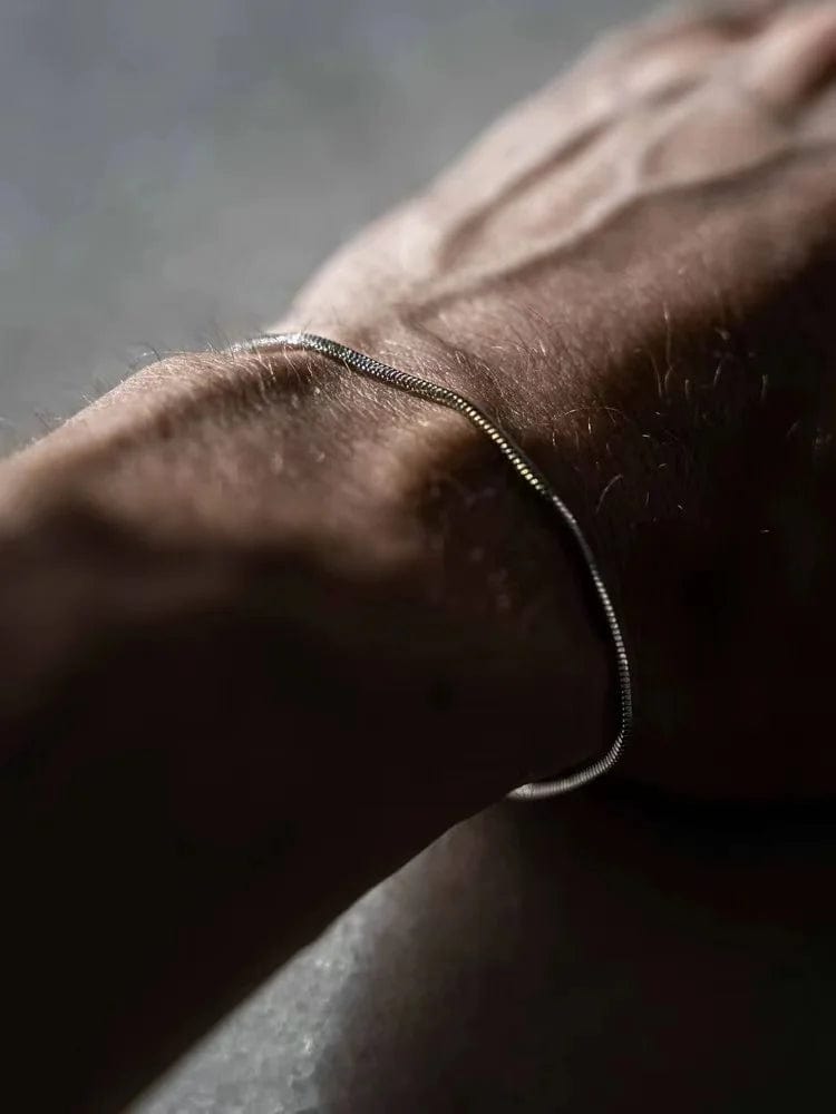 Planet Gates Gold Color / 18cm / 0.9mm Men Silver Color Stainless Steel Snake Bone Chain Bracelet Simple Thin Chain Bracelet For Women Fashionable Men's Street Jewelry