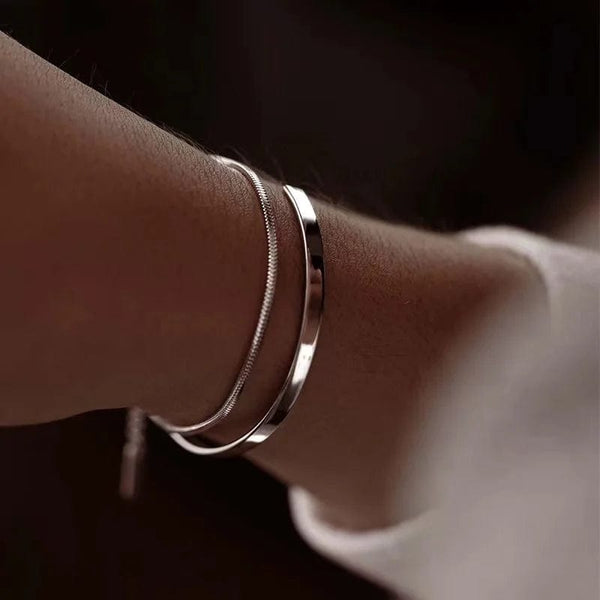 Planet Gates Gold Color / 18cm / 0.9mm Men Silver Color Stainless Steel Snake Bone Chain Bracelet Simple Thin Chain Bracelet For Women Fashionable Men's Street Jewelry