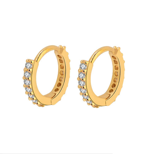 Planet Gates Gold Color / 7mm 1Pair Stainless Steel Minimal Hoop Earrings Crystal Zirconia Small Huggie Thin Cartilage Earrings Helix Tragus Piercing Jewelry