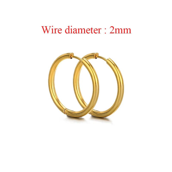 Planet Gates Gold color / 8mm inner 10pcs Stainless Steel Women Hoop Earrings Men Punk Earrings Hiphop Bijoux Jewelry Gifts Fashion Huggie Accessories Supplies