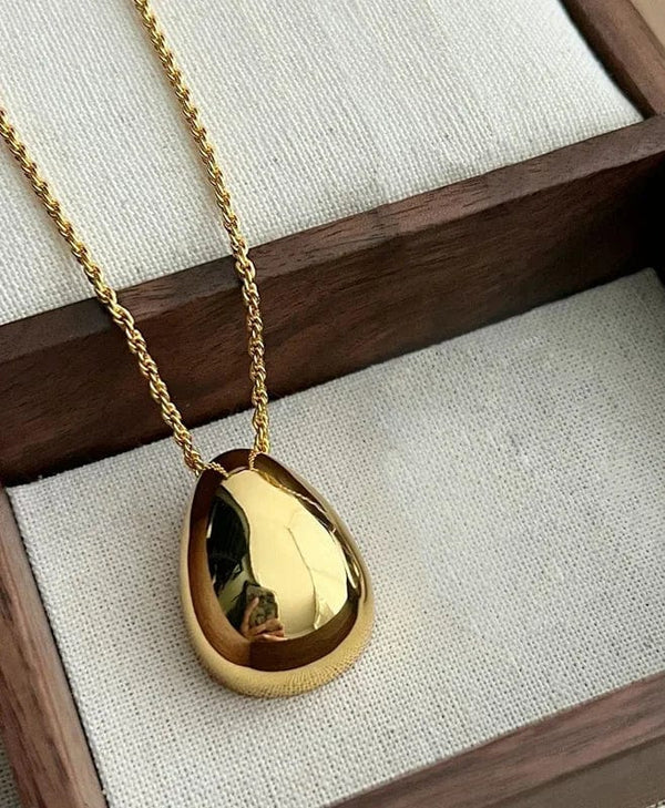 Planet Gates Gold Color Bilandi Fashion Jewelry Simple Delicate Design Smooth Metal Teardrop Pendant Necklace For Women Female Party Gift Dropshipping