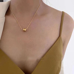 Planet Gates Gold-color Classic Simple Ball Pendant Titanium Steel Short Necklace For Woman Korean Fashion Jewelry Girl's Accessories Clavicle Chain