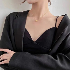 Planet Gates Gold-color Classic Simple Ball Pendant Titanium Steel Short Necklace For Woman Korean Fashion Jewelry Girl's Accessories Clavicle Chain