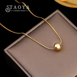 Planet Gates Gold-color Classic Simple Ball Pendant Titanium Steel Short Necklace For Woman Korean Fashion Jewelry Girl's Accessories Clavicle Chain
