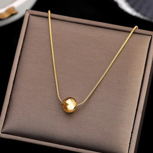 Planet Gates Gold-color Classic Simple Ball Pendant Titanium Steel Short Necklace For Woman Korean Fashion Jewelry Girl's Accessories Clavicle Chain