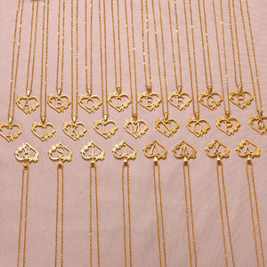 Planet Gates Gold Color Dainty Flower Initials Necklace Women Girl Stainless Steel Heart Letter Choker Necklace Best Gifts Alphabet Jewelry