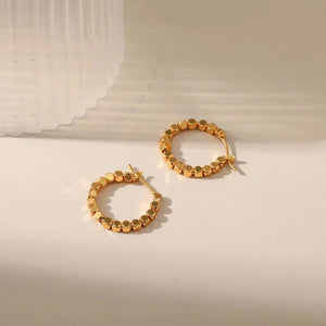 Planet Gates gold color Gold Color Square Beaded Hoop Earings Exquisite Hollow Round Earrings For Women Party Wedding Geometric Ear Jewelry Gifts