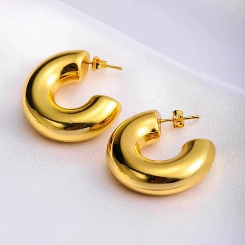 Planet Gates Gold-color Trendy Circle Twists Hoop Earring for Women Simple Temperament Hyperbole Gold Color Ear Daily Wear Jewelry Party Gifts