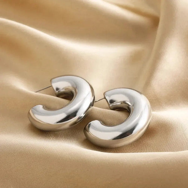 Planet Gates Gold-color Trendy Circle Twists Hoop Earring for Women Simple Temperament Hyperbole Gold Color Ear Daily Wear Jewelry Party Gifts