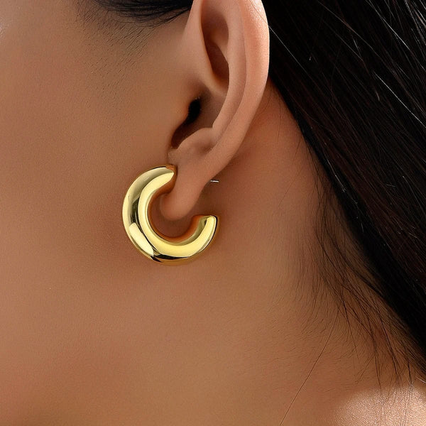 Planet Gates Gold-color Trendy Circle Twists Hoop Earring for Women Simple Temperament Hyperbole Gold Color Ear Daily Wear Jewelry Party Gifts