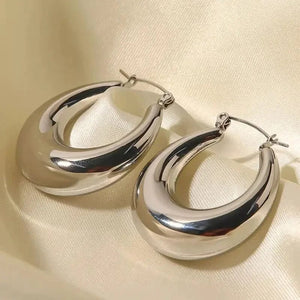 Planet Gates Gold Color ZAKOL Geometric U Chunky Hoop Earrings C- shape Jewelry for Women Girls Trendy Metal Texture 18 K Golden Ear Studs Accessories